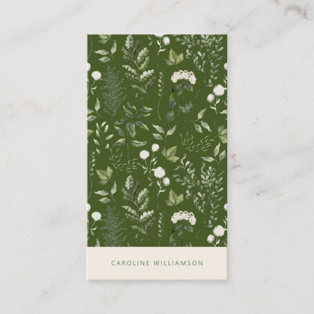 Carte De Visite Boho vert moderne Plantes Botanique verte (Devant)