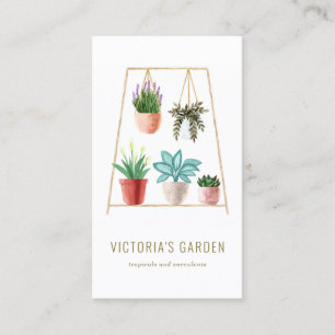 Carte De Visite Boho Watercolor Hanging Houseplants Nursering