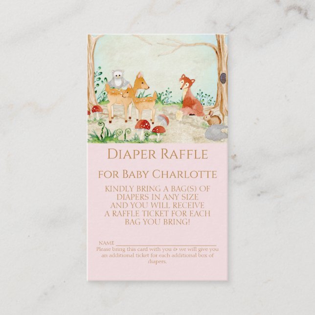 Carte De Visite Bois Animaux Renard Deer Déchet Raffle Girl Baby (Devant)