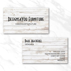 Carte De Visite Bois blanc shabby vintage