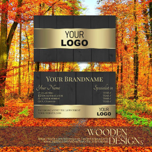 Carte De Visite Bois Bois Noir Logo Grain Or Bordure