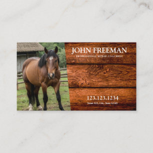 Carte De Visite Bois Brown rustique Texture Cheval Photo Equine