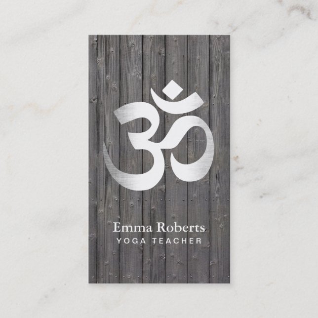 Carte De Visite Bois chic de symbole de l'OM d'argent de (Devant)