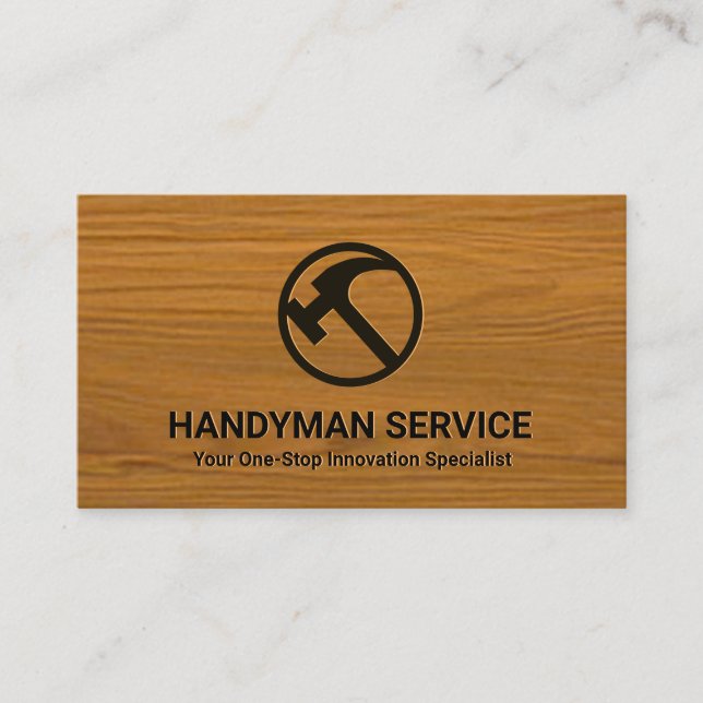 Carte De Visite Bois de bois gravé Votre nom Logo Carpenter (Devant)