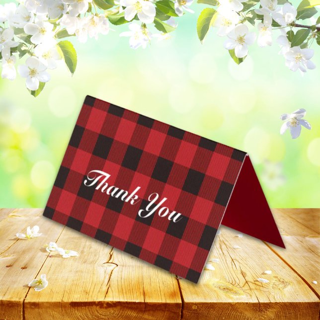 Carte De Visite Bois de bois Pays Noël Bison rouge plaid (Lumberjack Country Christmas Red buffalo plaid Business Card)
