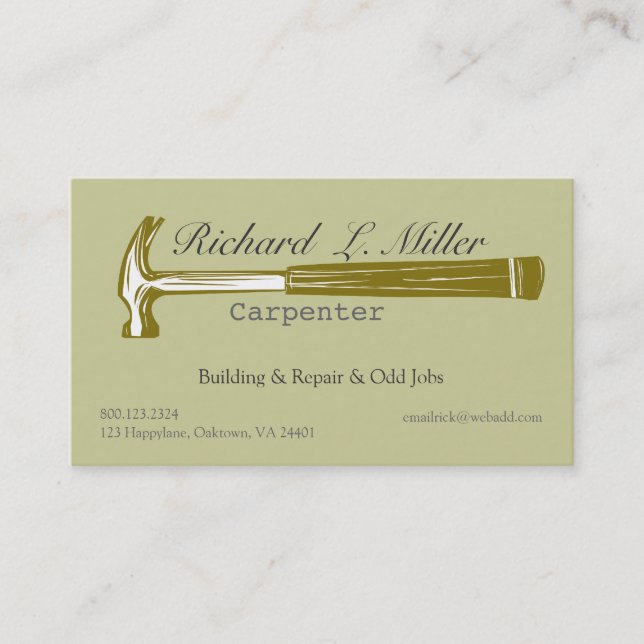 Carte De Visite Bois de charpentier Construction de marteaux de bo (Devant)