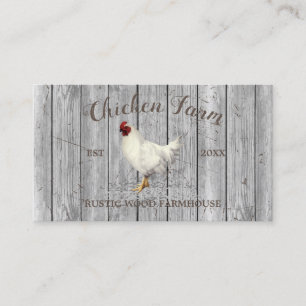 Carte De Visite Bois de poulet argenté Élevage d'oeufs bio rustiqu