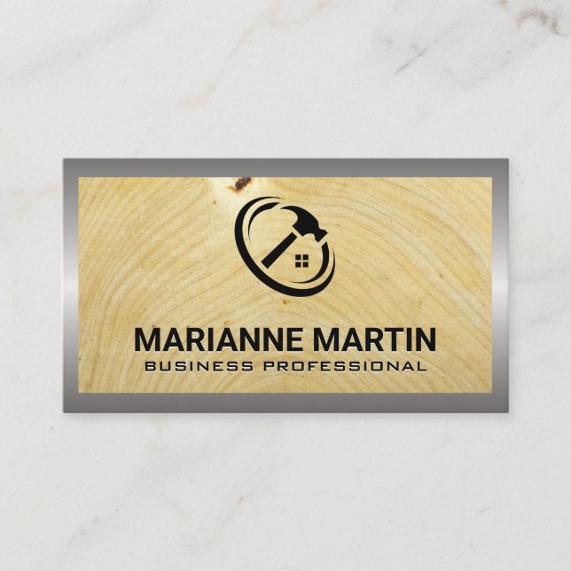 Carte De Visite Bois et métaux | Logo du marteau (Devant)