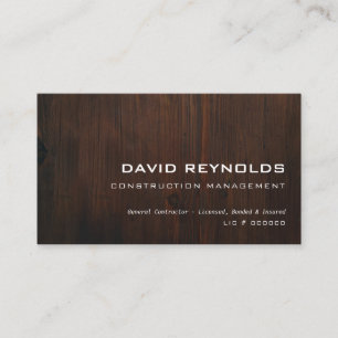 Carte De Visite Bois foncé moderne et minimal - Construction