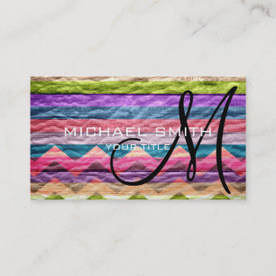 Carte De Visite Bois moderne coloré Chevron rayé