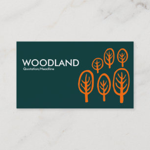 Carte De Visite Bois - Orange sur Vert Turquoise foncé