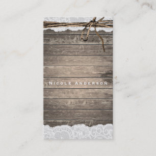 Carte De Visite Bois Romantique Rustique Lace & Twine Chic Campagn