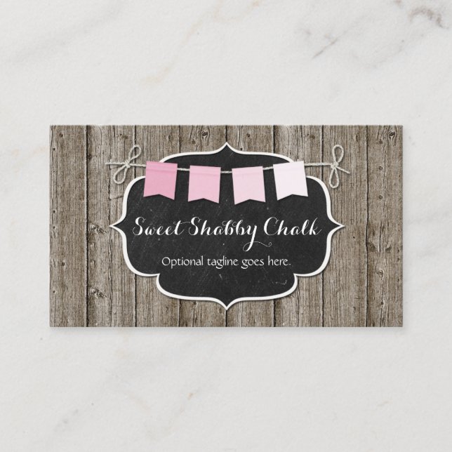 Carte De Visite Bois rustique & Shabby Chic Chalkboard Pink Bund (Devant)