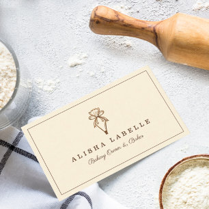 Carte De Visite Bois rustique style boulangerie Pâtisserie Logo