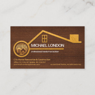 Carte De Visite Bois Texture de grain Gold Home Handyman Carpenter