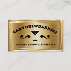 Carte De Visite boisson bartender olive martini verre faux or