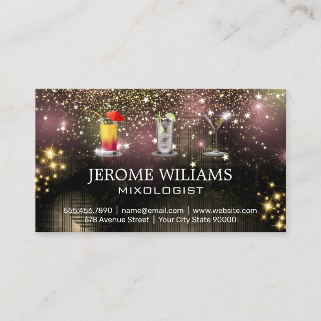 Carte De Visite Boissons mixtes | Luminosité de la poussière de dé (Devant)