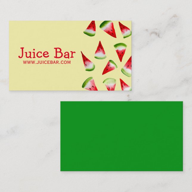 Carte De Visite Boissons santé de pastèque du bar à jus  (Devant / Derrière)