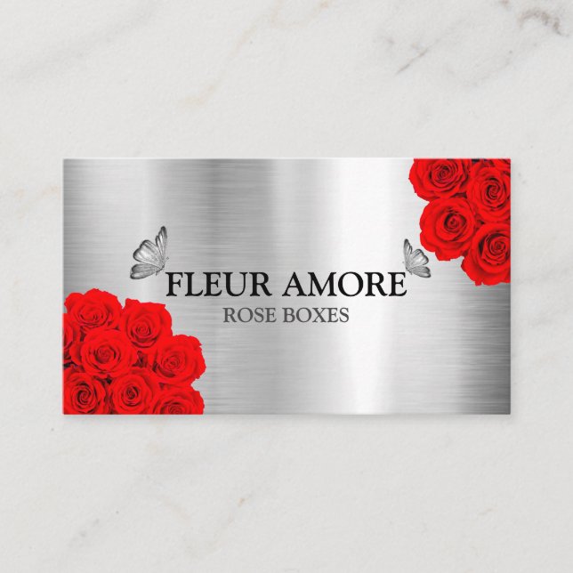 Carte De Visite Boîte à Roses Cadeaux Fleurs (Devant)