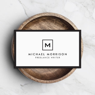 Carte De Visite BOÎTE LOGO avec VOTRE INITIAL/MONOGRAM noir/blanc
