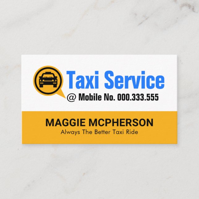 Carte De Visite Boîte vocale de taxi jaune (Devant)
