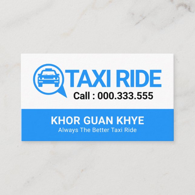 Carte De Visite Boîte vocale de voiture de taxi bleu (Devant)