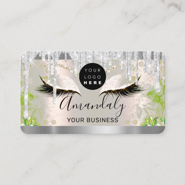 Carte De Visite Boîtes de Parties scintillant en argent Cadre Code (Devant)