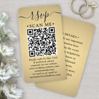 Boîtier 100 Pack QR RSVP Mariage Faux Gold
