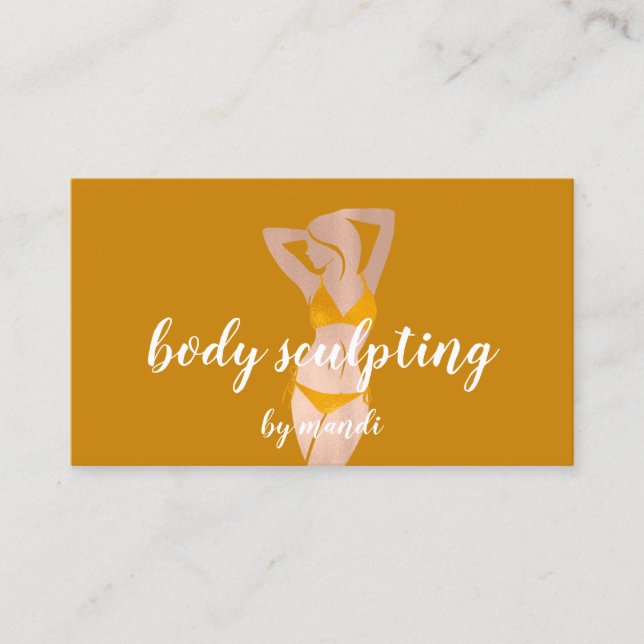 Carte De Visite Boîtier Massage Logo Rose Bikini Jaune QR (Devant)