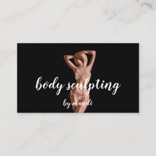 Carte De Visite Boîtier Massage Logo Rose Gold Bikini QR