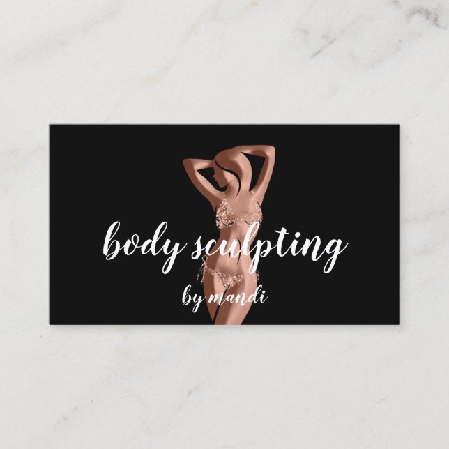 Carte De Visite Boîtier Massage Logo Rose Gold Bikini QR (Devant)