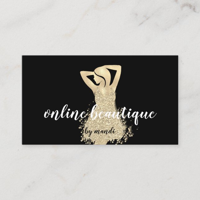 Carte De Visite Boîtier Sclupting Logo de massage Noir Blanc Or (Devant)