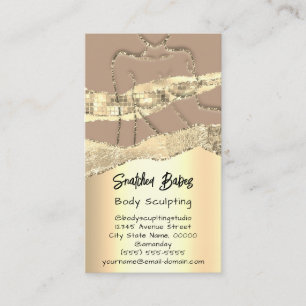 Carte De Visite Boîtier Sculpter Cosmétique Logo QR Code Rose Or