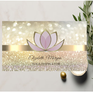 Carte De Visite Bokeh Élégant Or, Fleur de Lotus Yoga Reiki