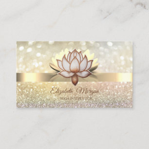 Carte De Visite Bokeh Gold, instructeur de Yoga de fleurs Lotus Br