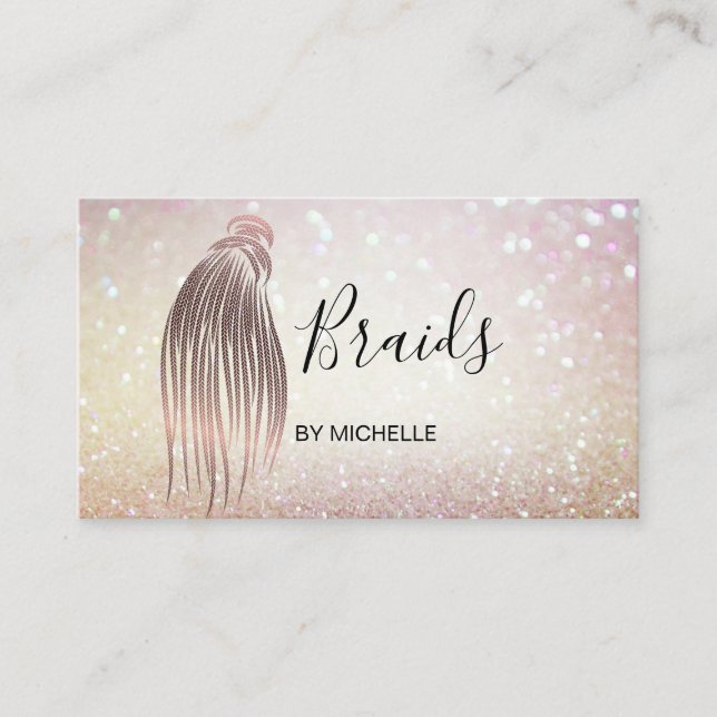 Carte De Visite Bokeh Hair Braider, cheveux Salon pour Braids B (Devant)