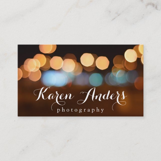 Carte De Visite Bokeh | Lumières nocturnes (Devant)