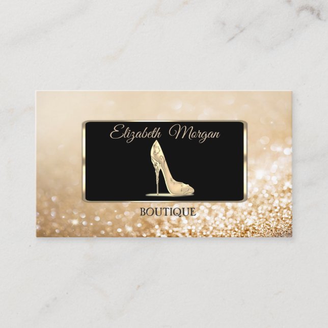 Carte De Visite Bokeh or élégant moderne, talon haut (Devant)