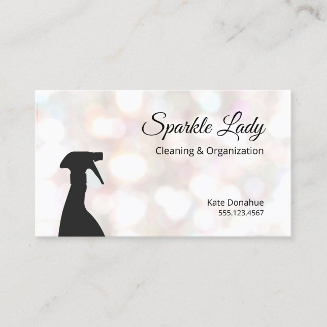 Carte De Visite Bokeh Spray Bottle House Nettoyage Logo Affaires (Devant)