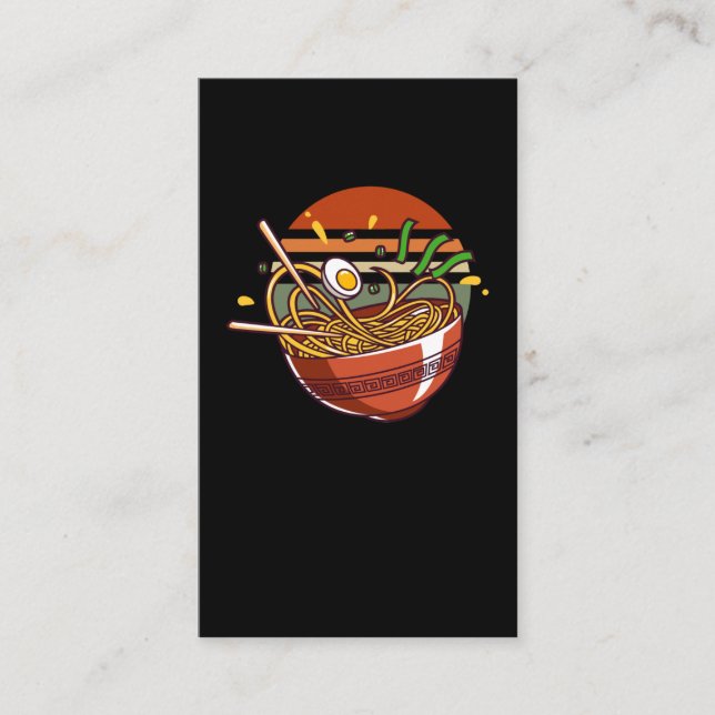 Carte De Visite Bol Ramen rétro avec baguettes nouilles japonaises (Devant)