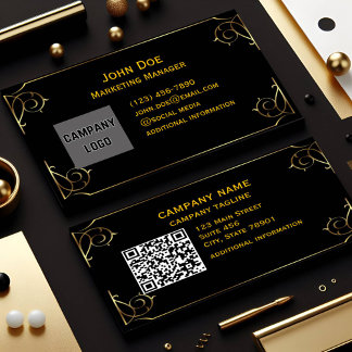 Carte De Visite bold avancé code qr site web or avant et arrière