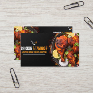 Carte De Visite Bold Black & Orange Chicken Restaurant Business Ca