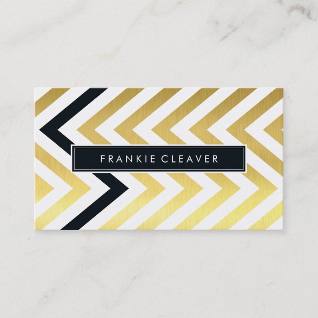 Carte De Visite BOLD CHEVRON MOTIF tendance doré moderne feuille n (Devant)