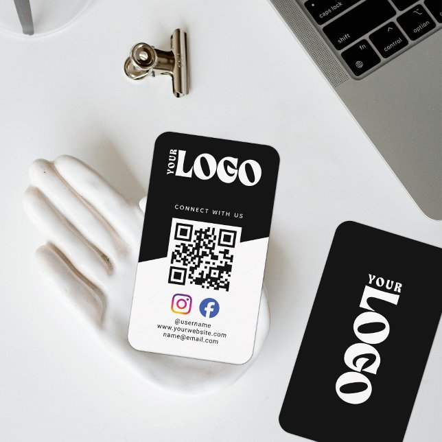 Carte De Visite Bold Connect With Us QR Code Logo Social Media  (Créateur téléchargé)