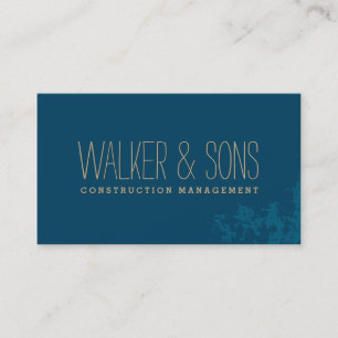 Carte De Visite BOLD MASCULINE simple uni rustique gris bleu