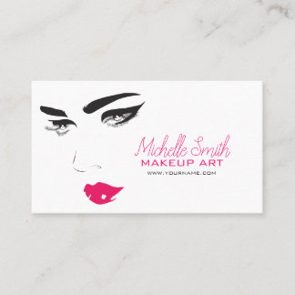 Carte De Visite Bold Minimalist Pink Black Modern Makeup Artist QR