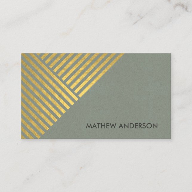 CARTE DE VISITE BOLD MODERN OR FAUX ANGLE STRIPEE LIGNE MOTIF (Devant)