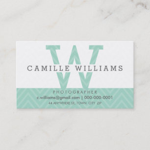 Carte De Visite BOLD MONOGRAM LOGO moderne simple menthe initiale