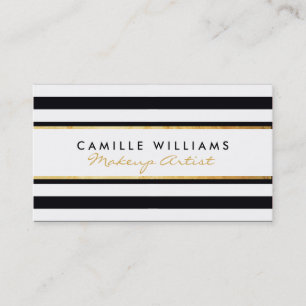 Carte De Visite BOLD or moderne bande bande motif noir blanc blanc