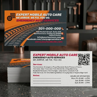 Carte De Visite Bold Roadside Assistance & Mob Custom Logo QR Cod